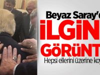 Beyaz Saray'da ilginç görüntü! Hepsi ellerini üzerine koyup...