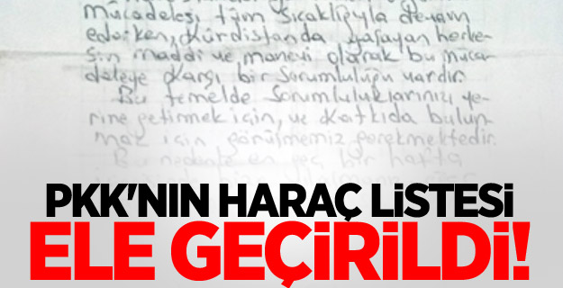 PKK'nın haraç listesi ele geçirildi!