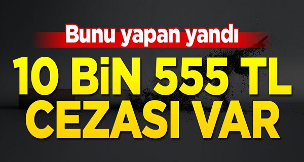 Bunu yapan yandı! 10 bin 555 lira cezası var