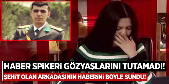 Şehit olan arkadaşının haberini gözyaşları içinde sundu