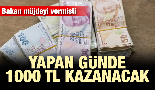 Bakan müjdeyi vermişti! Yapan günde 1000 TL kazanacak