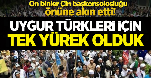 On binler Çin başkonsolosluğu önüne akın etti! "Uygur Türkleri için tek yürek olduk"